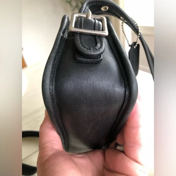 Vintage Coach Black Leather Top of Counter Compartment Bag #9167 with Hangtag - Picture 6 of 15